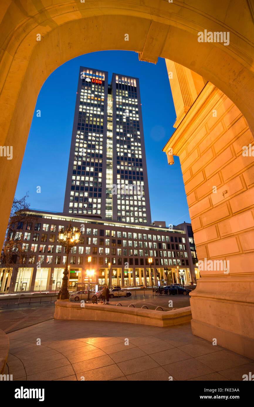 Europe, Germany, Frankfurt on the Main, UBS bank, Opernturm, Opera Tower Building Stock Photo