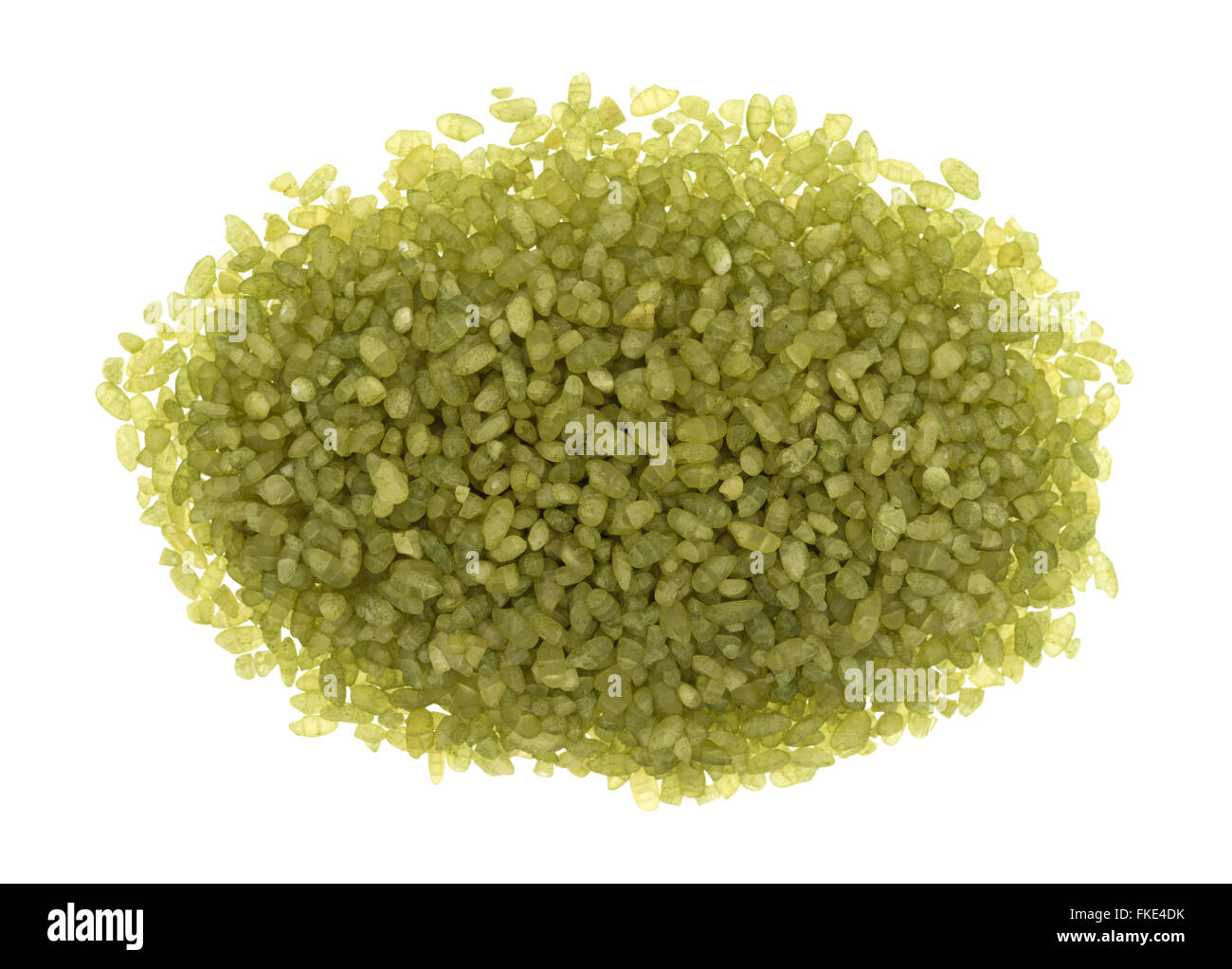 Top view of a small portion of green gluten free bamboo rice isolated