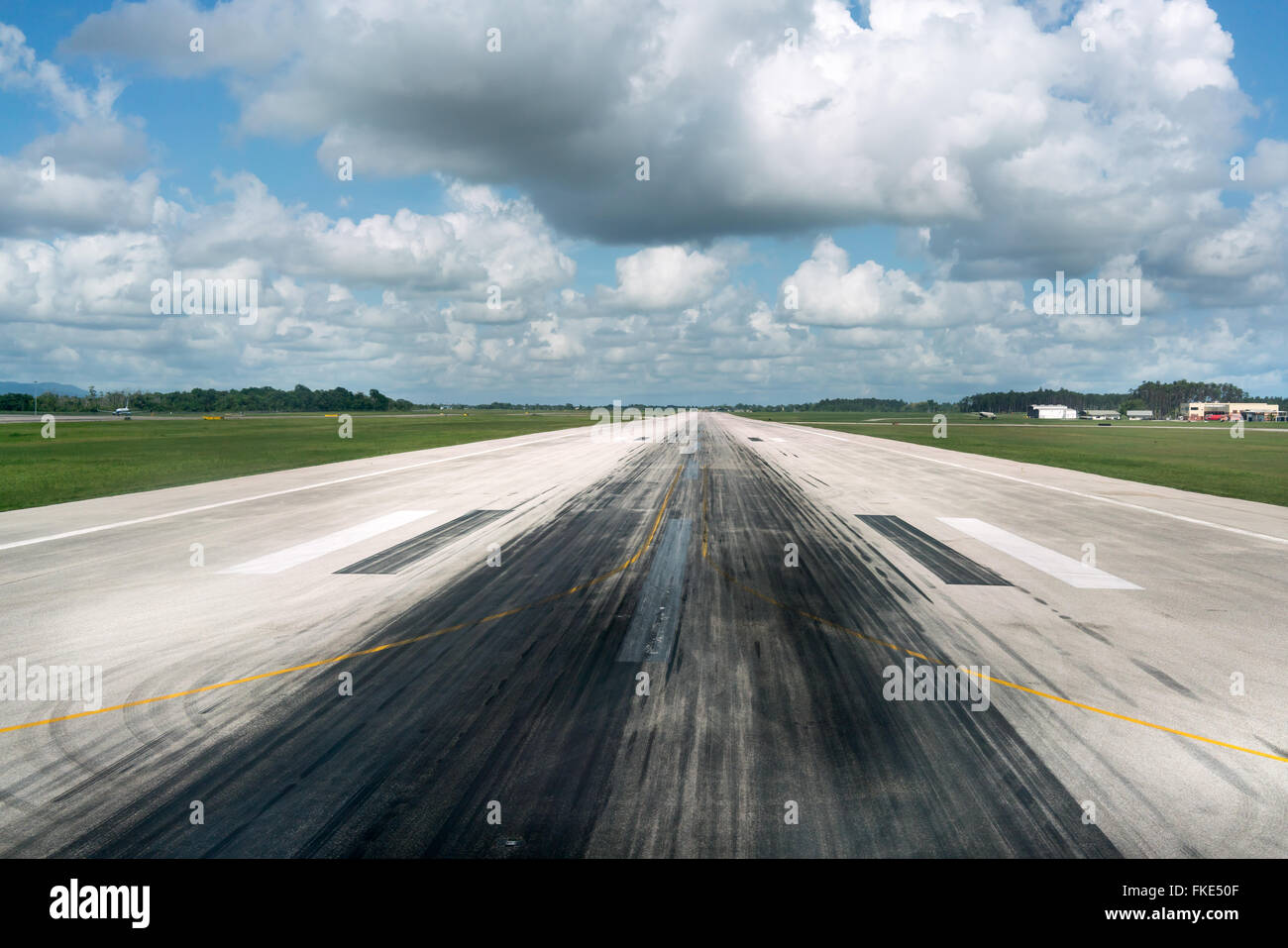 Runway of airport, Trinidad, Trinidad and Tobago Stock Photo