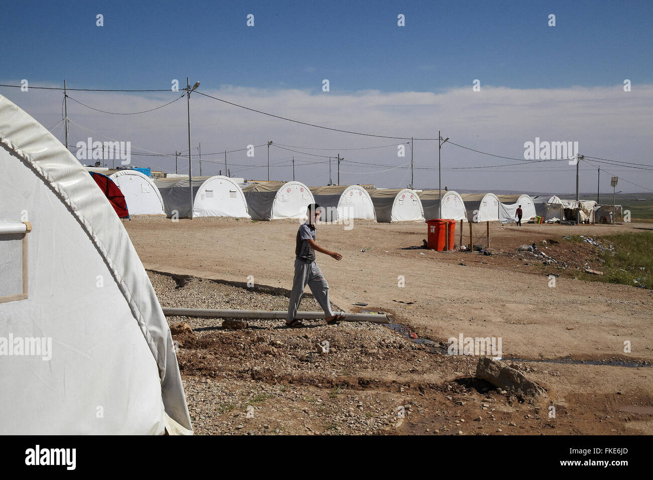 Yazidi in a refugee camps for  refugee from Sinjar  Mountains, Iraq. Stock Photo
