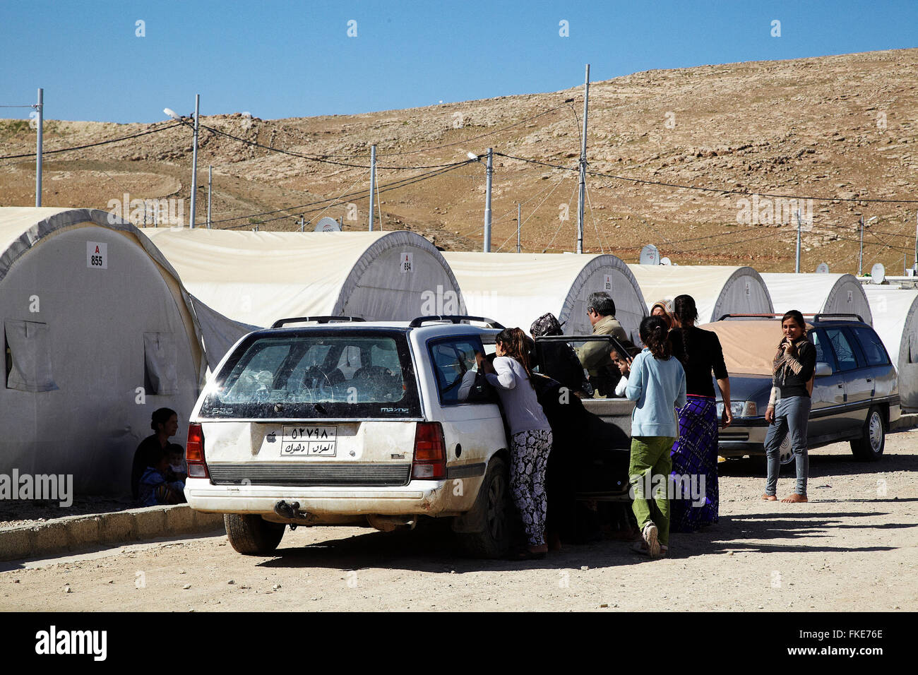 Yazidi in a refugee camps for  people from Sinjar  Mountains, Iraq. Stock Photo