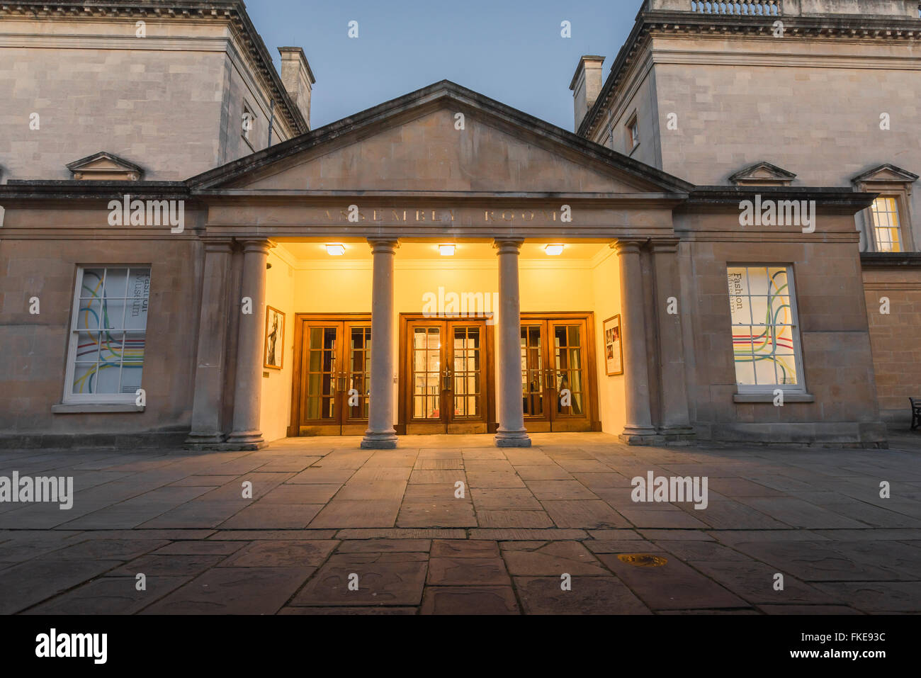 Assembly Rooms Bath UK, view of the neoclassical pediment at the