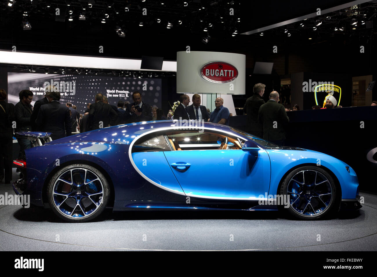 Bugatti Chiron hypercar at the Geneva Motor Show 2016 Stock Photo