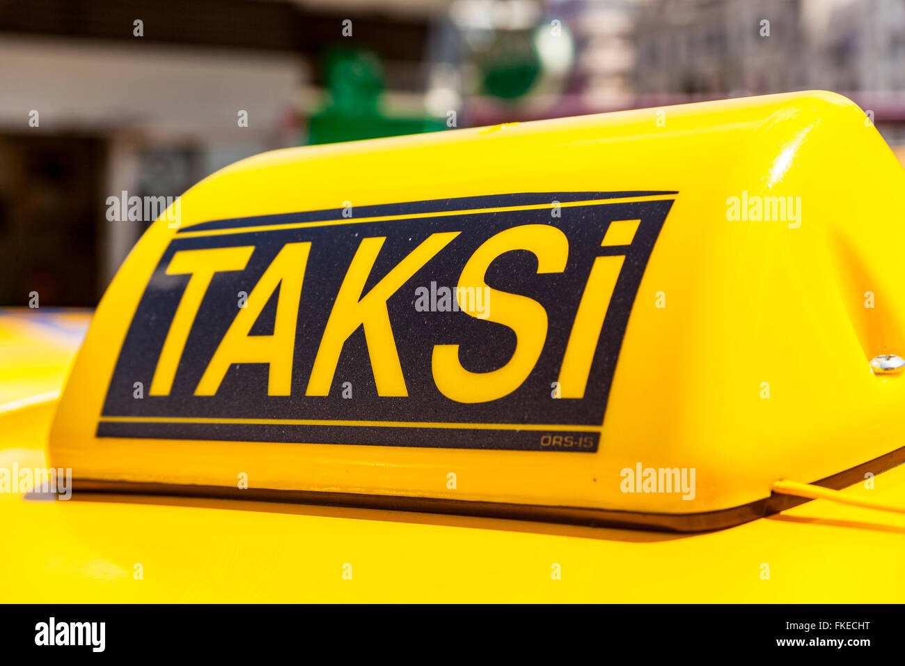Taksi sign on a taxi, Istanbul, Turkey Stock Photo