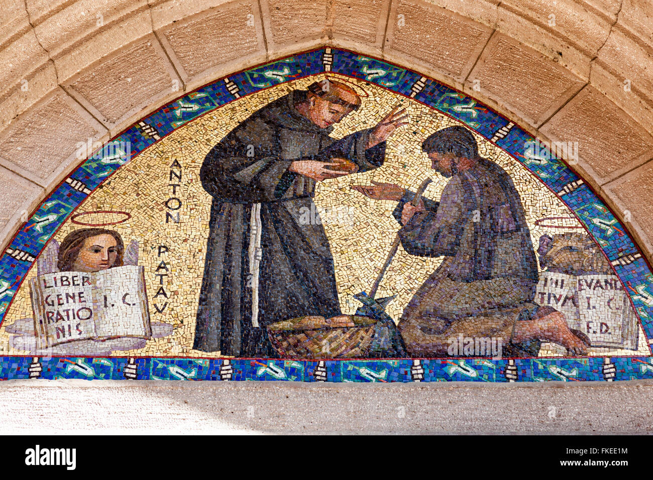 Mosaic of Saint Anthony, Saint Anthony of Padua Roman Catholic Church, Beyoglu, Istanbul, Turkey Stock Photo