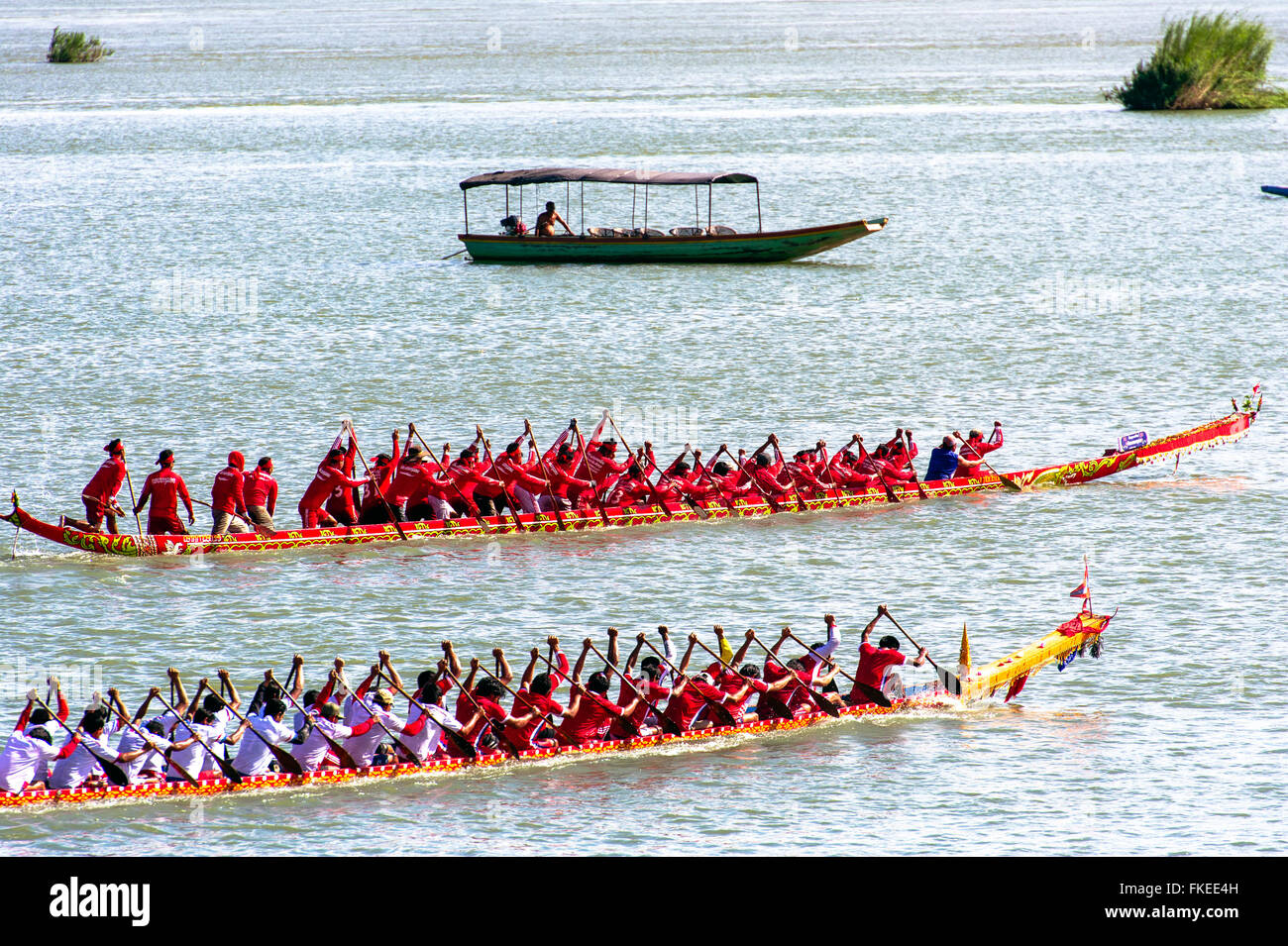 Asia. South-East Asia. Laos. Province of Champassak. 4000 islands. Don Khong. Boat race festival. Stock Photo