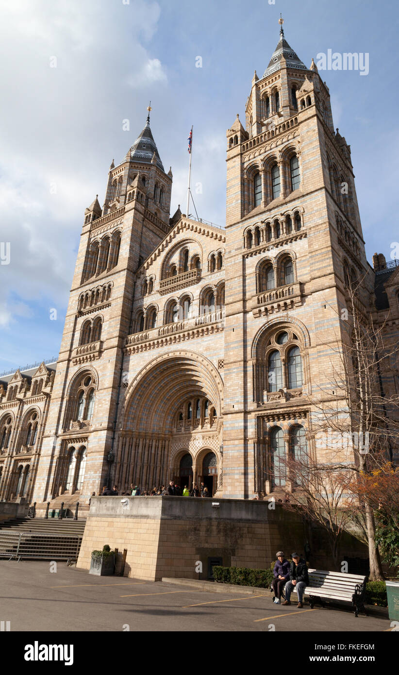 The exterior facade of the Natural History Museum, London UK Stock Photo