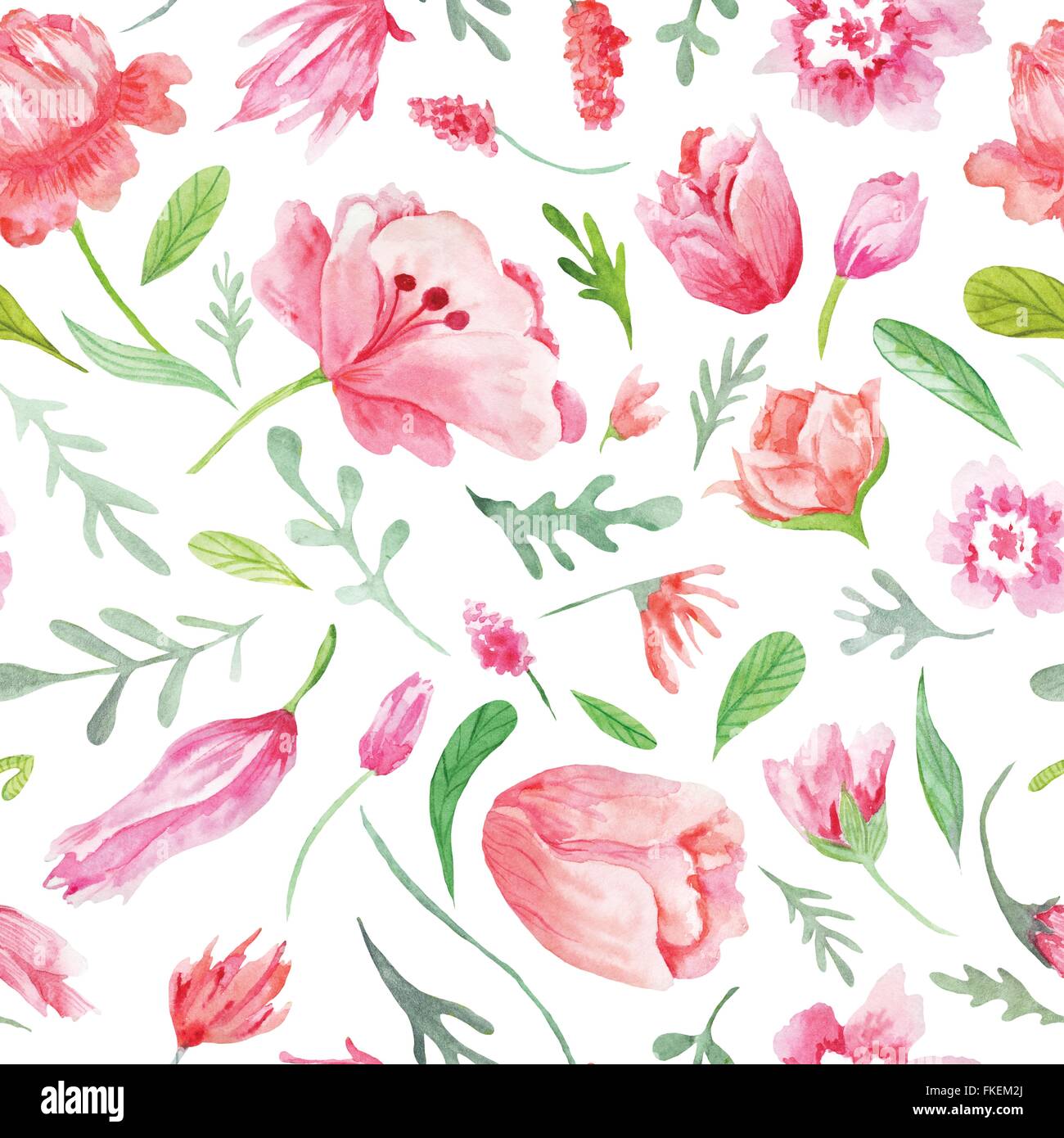 Red Texture Spring Seamless spring eco texture with red and pink tulips on white ...
