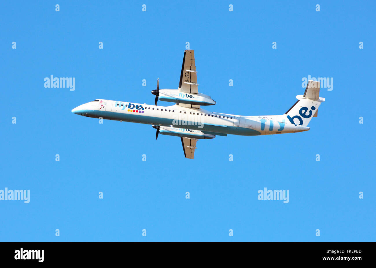 Flybe leaving Edinburgh Airport Stock Photo