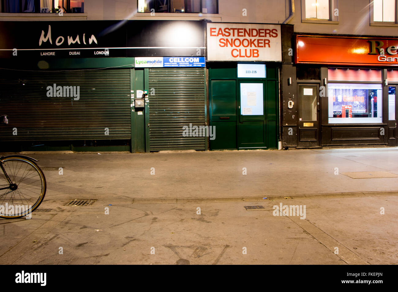 Eastenders old fashioned snooker club entrance Stock Photo
