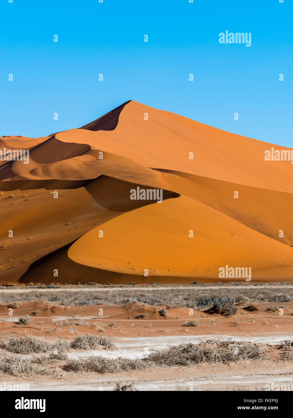 Sand dune on the edge of the Namib Desert, Sossusvlei, Namib-Naukluft National Park, Hardap, Namibia Stock Photo