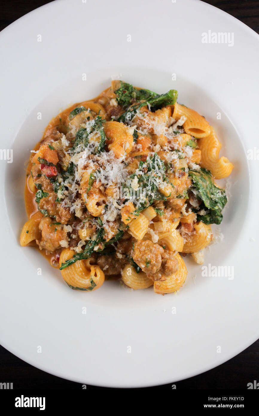 SPICY LUMACHE. Broccoli rabe, sausage, charred fennel, sourdough
