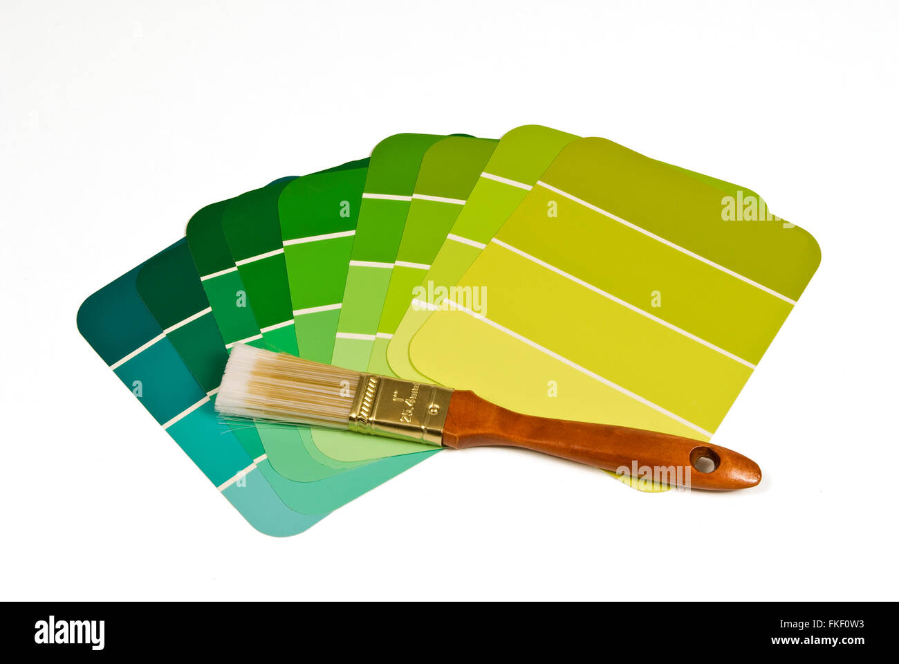 Paint Brush With Green Paint Samples Stock Photo Alamy