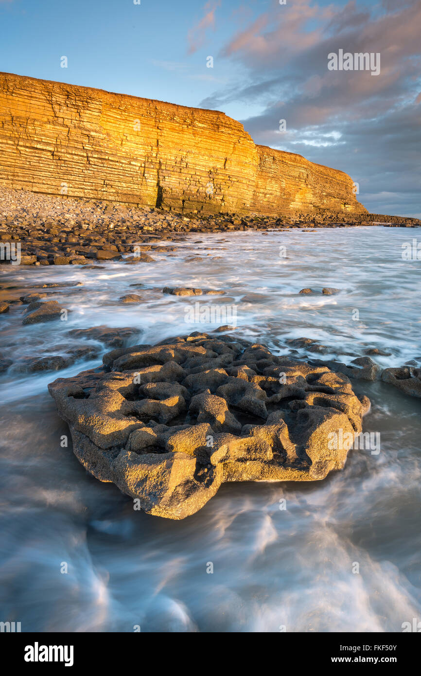 Magical sunset at Nash Point – Heritage coast, south Wales Stock Photo