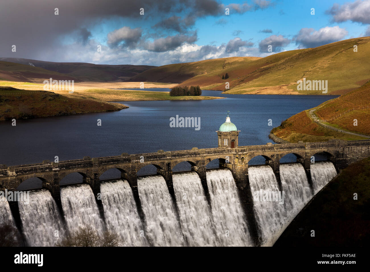 The Craig Goch Dam reservoir in the Elan Valley in Powys, Mid Wales Stock Photo
