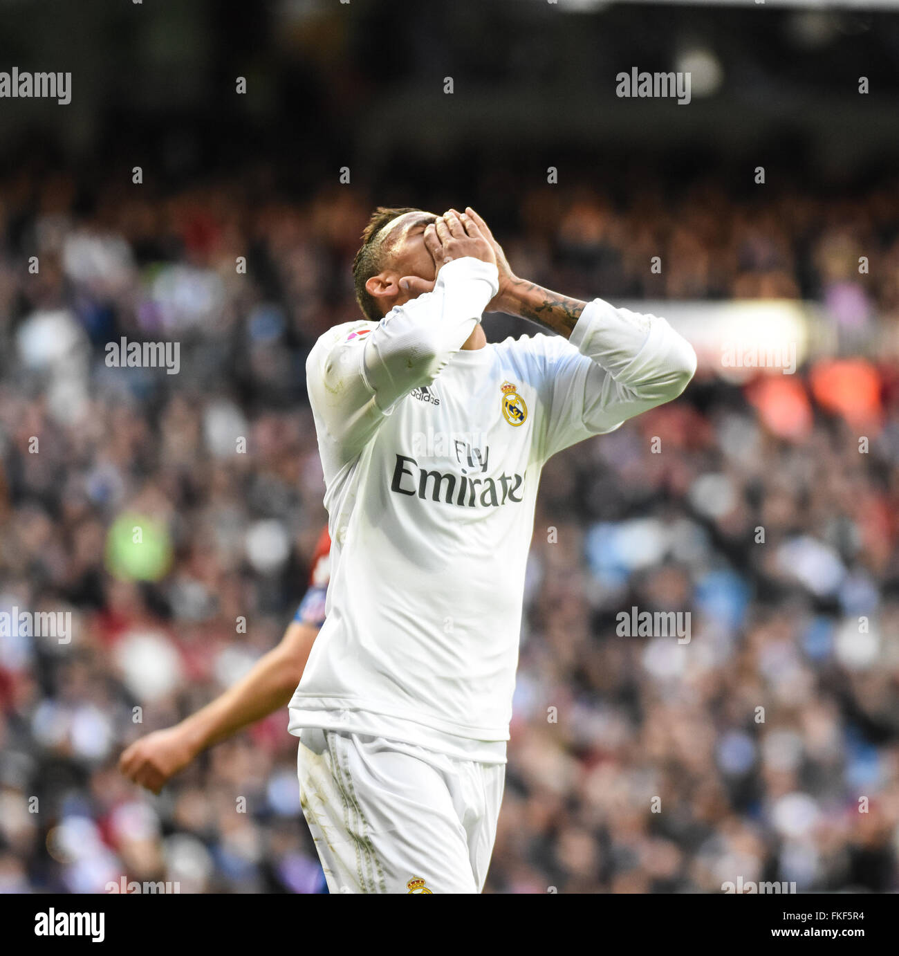 Real Madrid's Danilo during la liga match at Santiago Bernabeu stadium Stock Photo