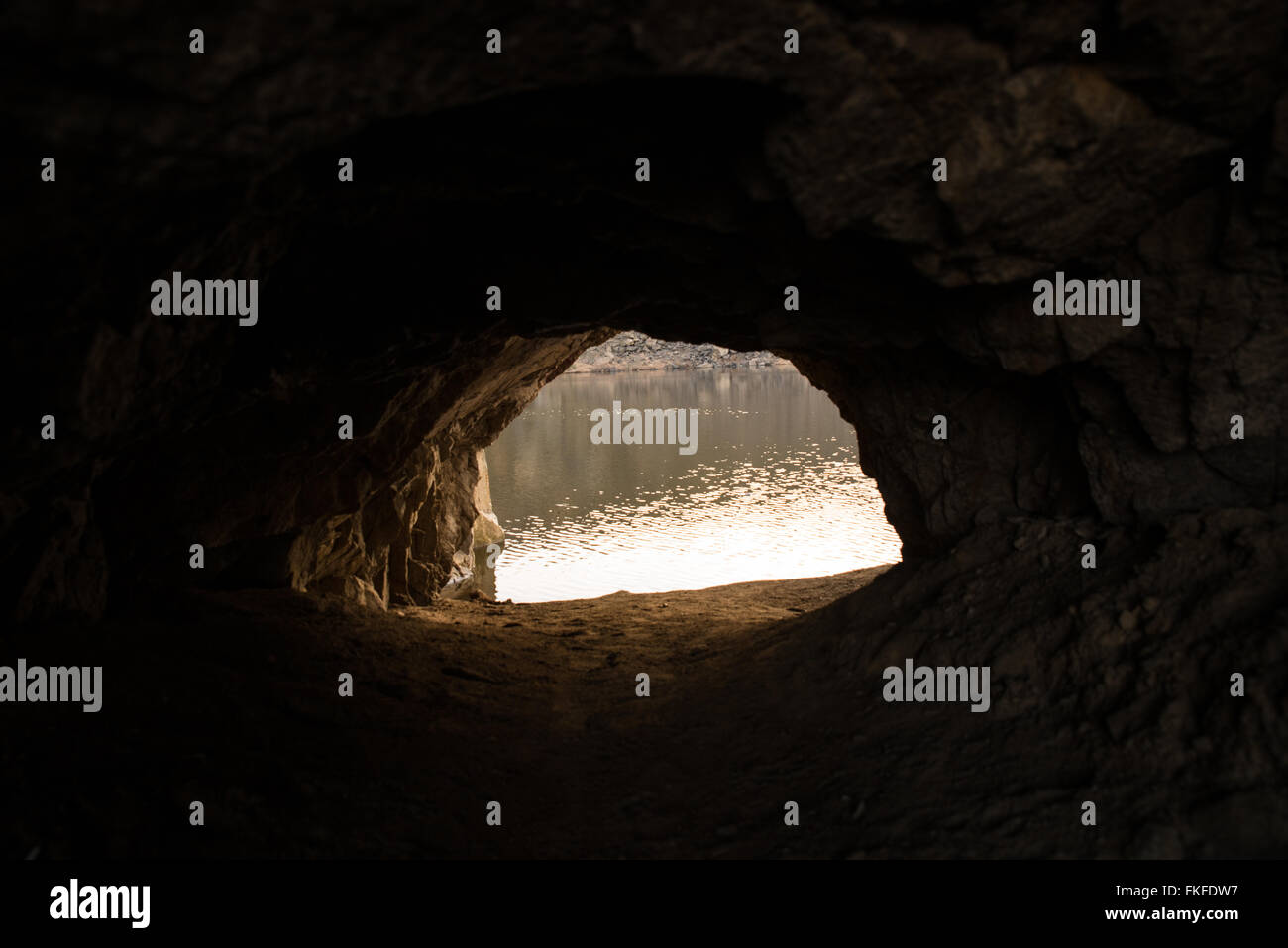 Rock cave and texture on montain Stock Photo