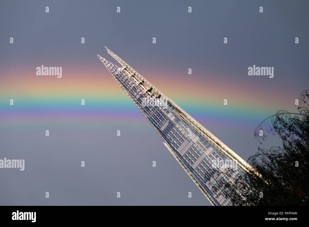 The Shard in London in front of a rainbow Stock Photo - Alamy