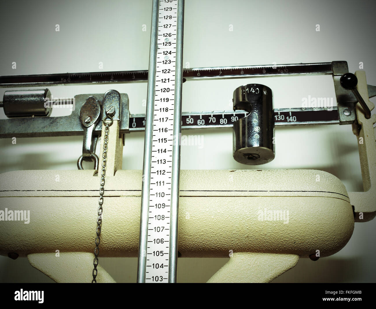 scales to measure weight and height of children with obesity Stock
