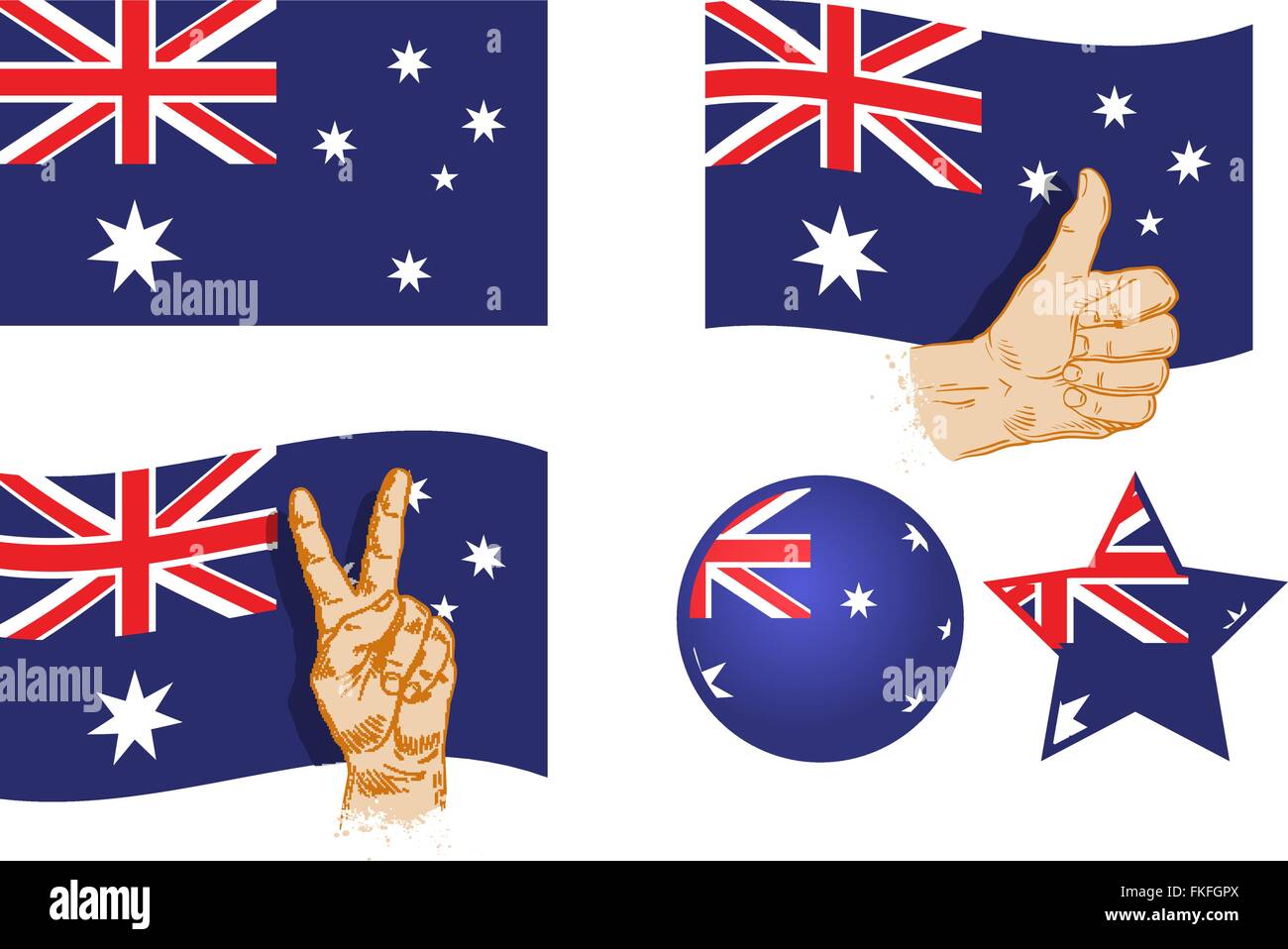 Australia flag. Set of vector icons Stock Vector