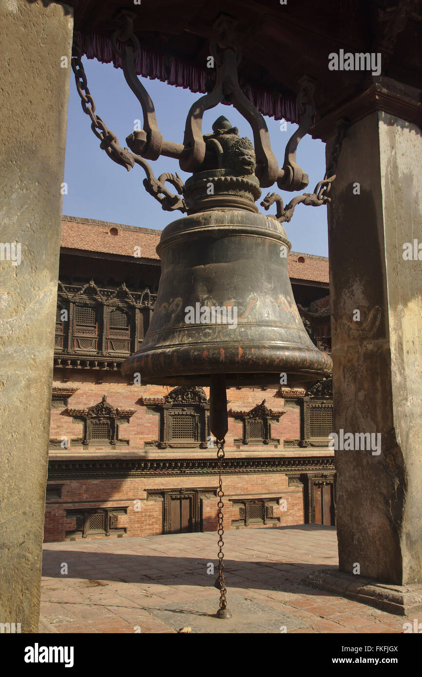 Bhaktapur, Taleju Bell of Vatsala Durga Temple and 55 Window Palace, Durbar Square, Nepal Stock Photo