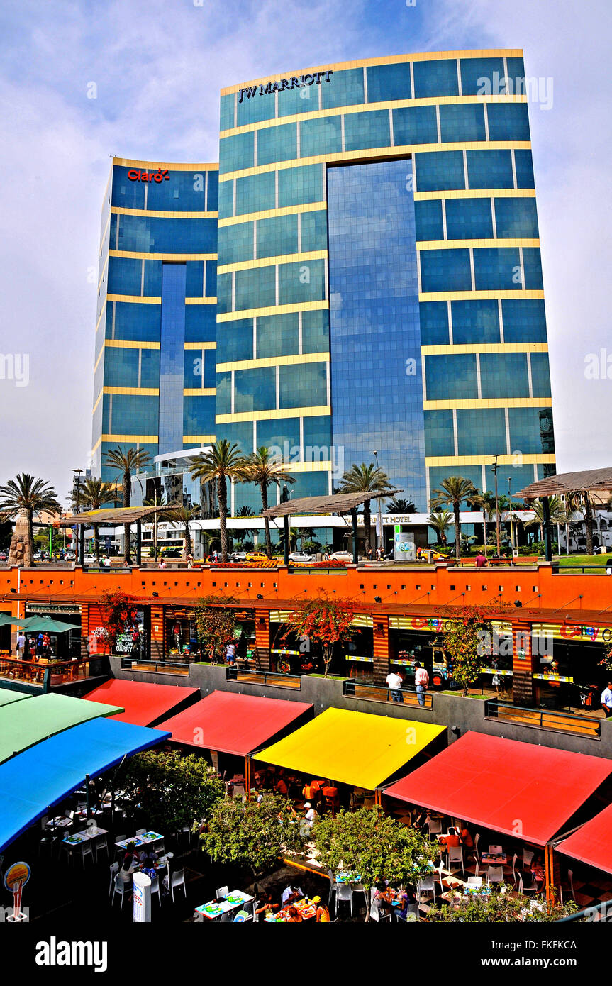 Larcomar shopping center and J.W. Marriott hotel Miraflores Lima Peru Stock Photo