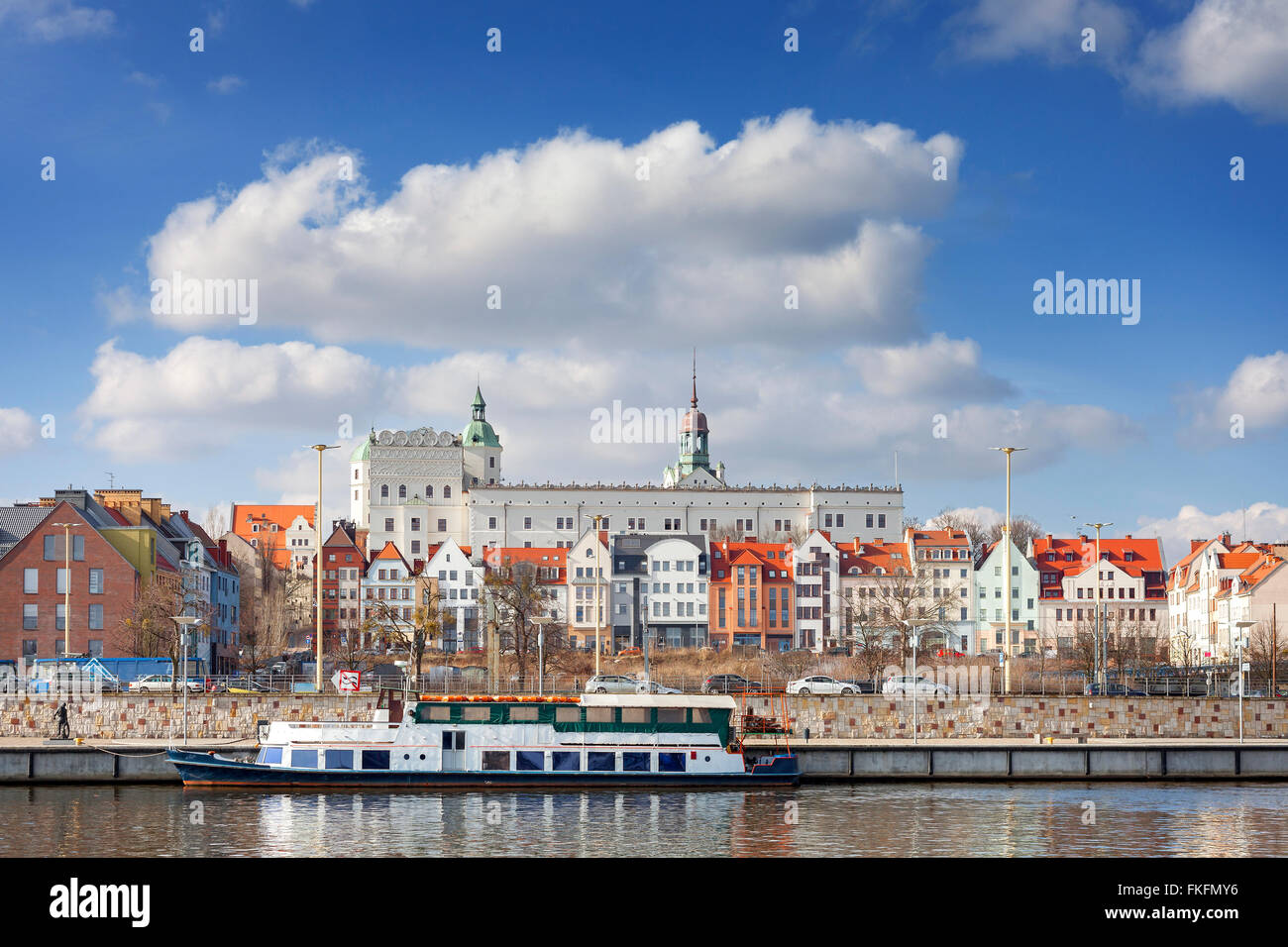 Szczecin old town seen from the Odra River, Poland. Stock Photo