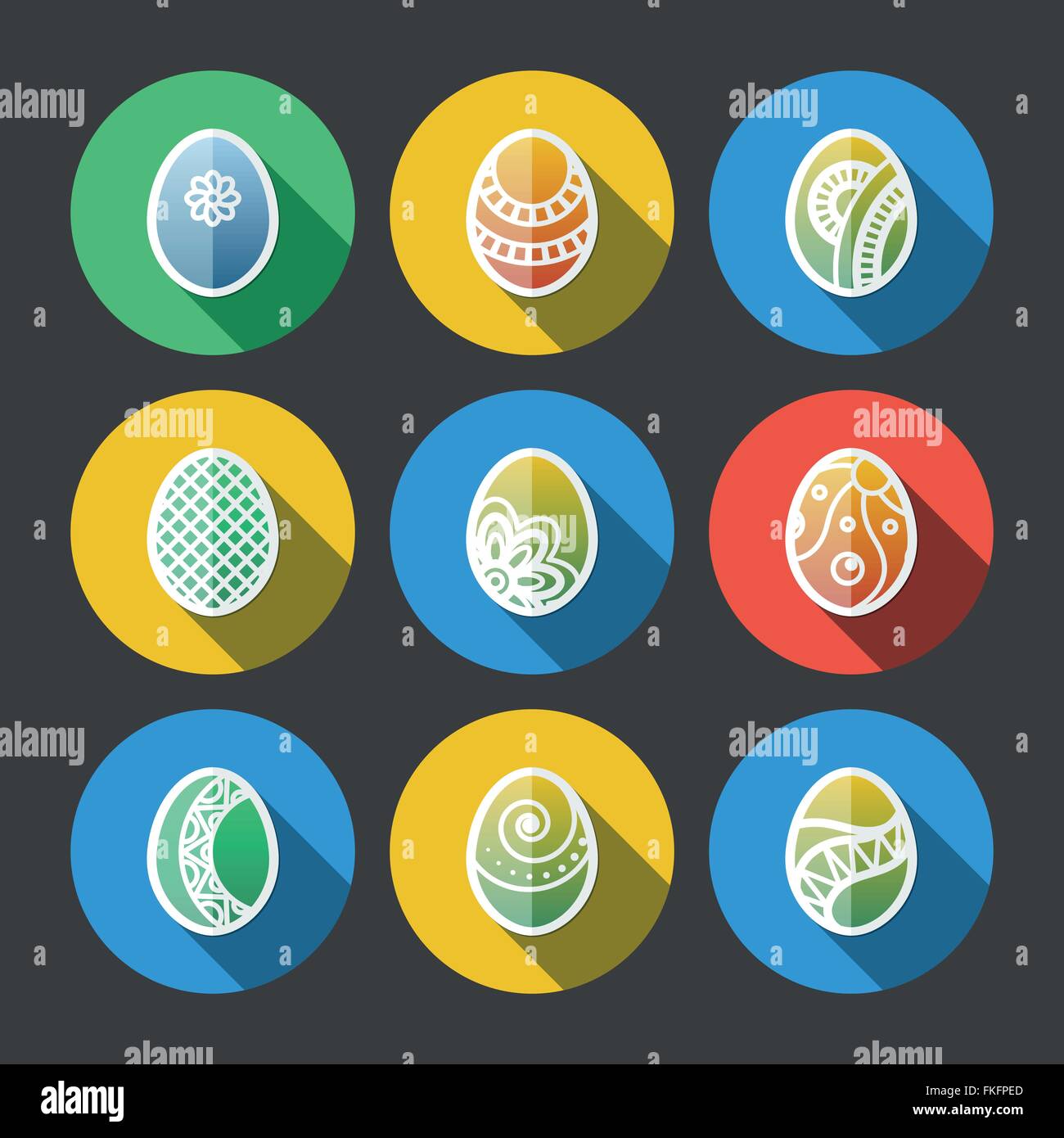 Set of Flat Easter Eggs Icons Stock Vector Image & Art - Alamy