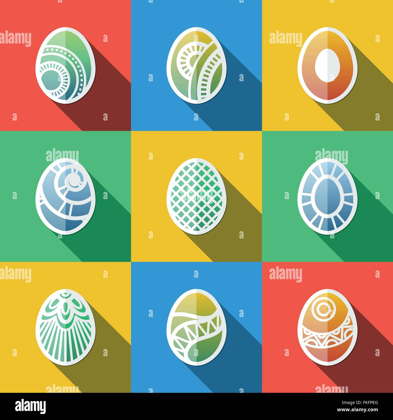 Set of Flat Easter Eggs Icons Stock Vector Image & Art - Alamy