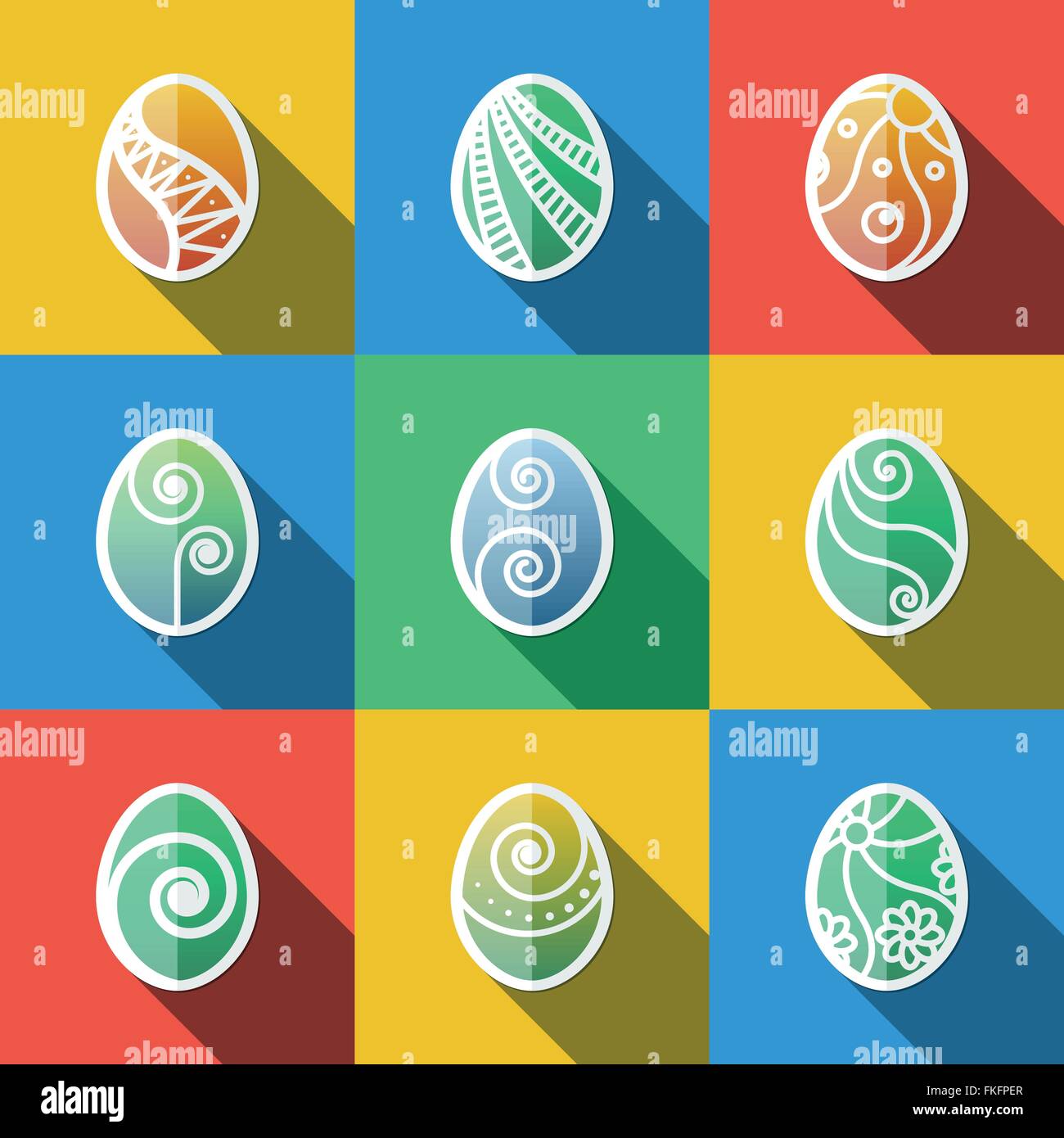 Set of Flat Easter Eggs Icons Stock Vector Image & Art - Alamy