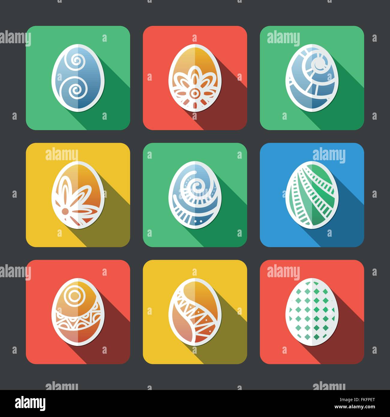 Set of Flat Easter Eggs Icons Stock Vector Image & Art - Alamy