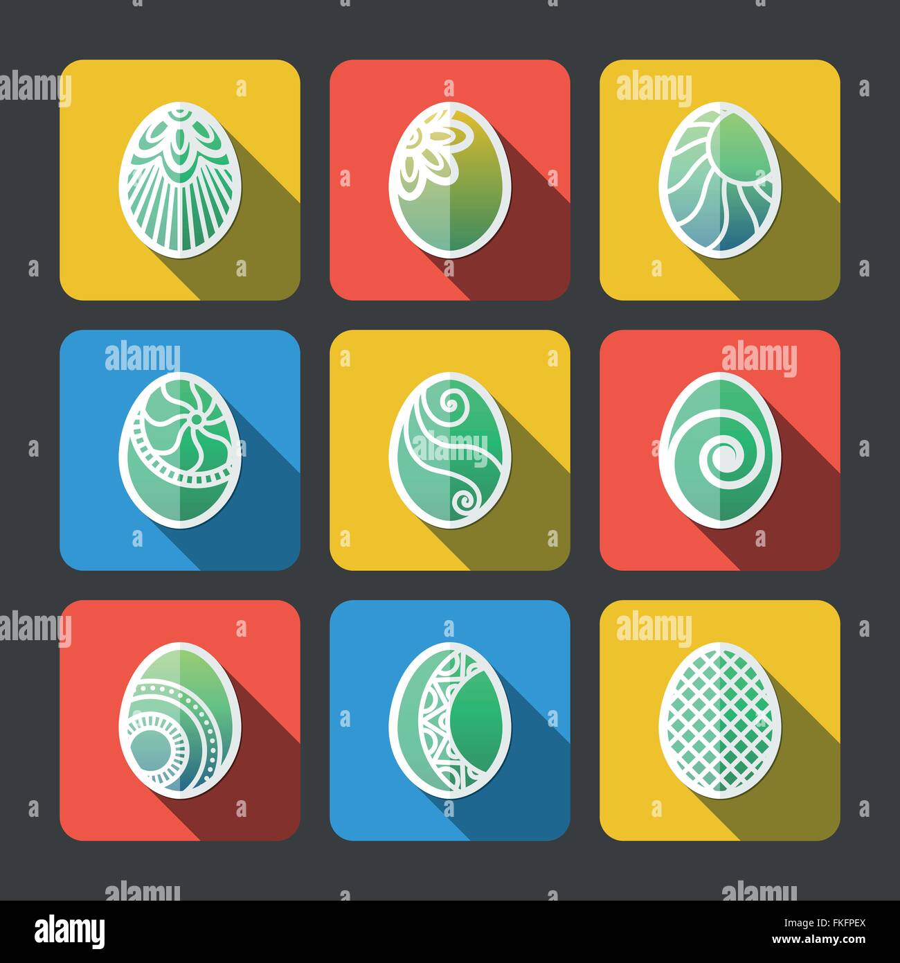 Set of Flat Easter Eggs Icons Stock Vector Image & Art - Alamy