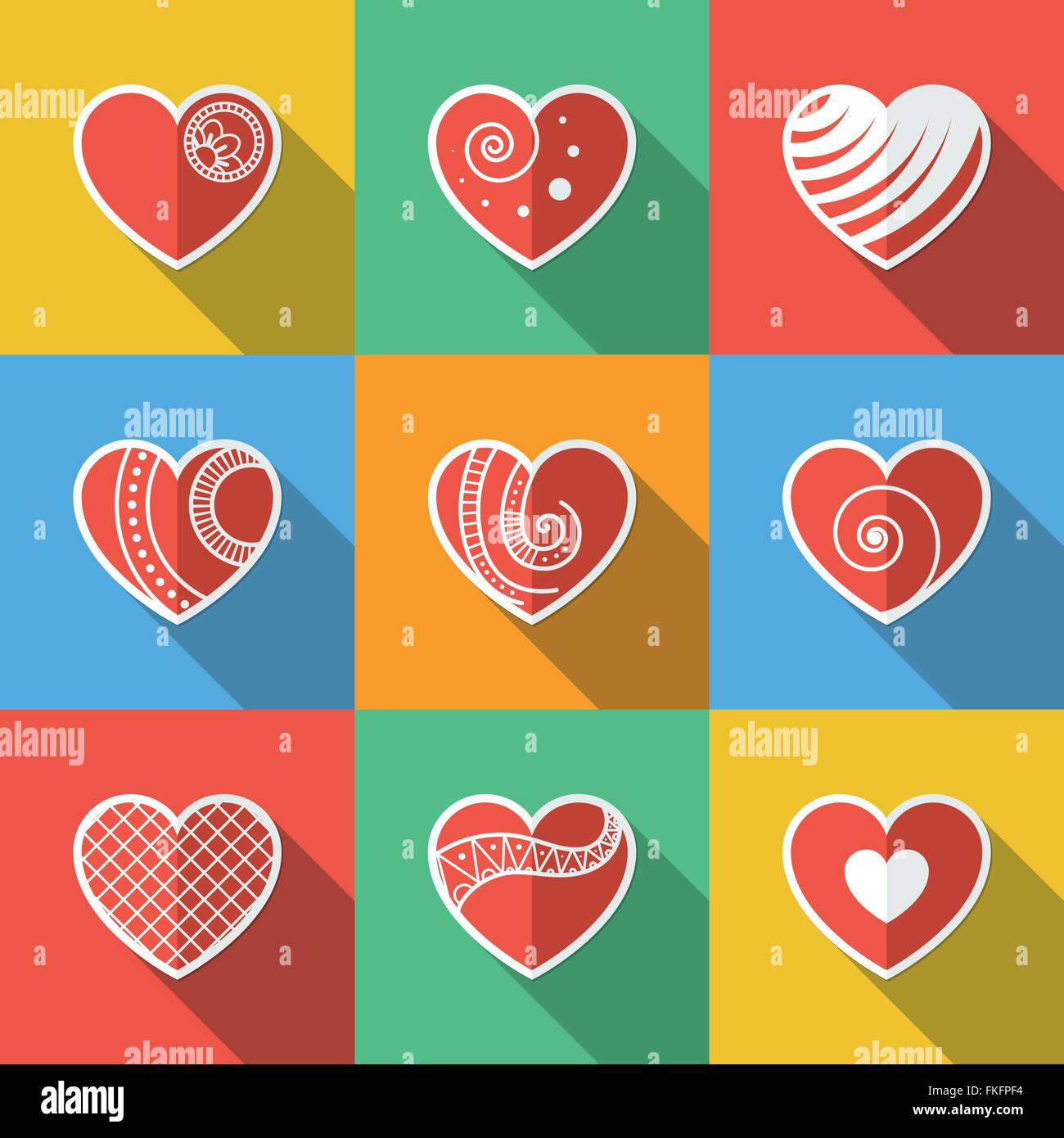 Set of Flat Heart Icons Stock Vector Image & Art - Alamy