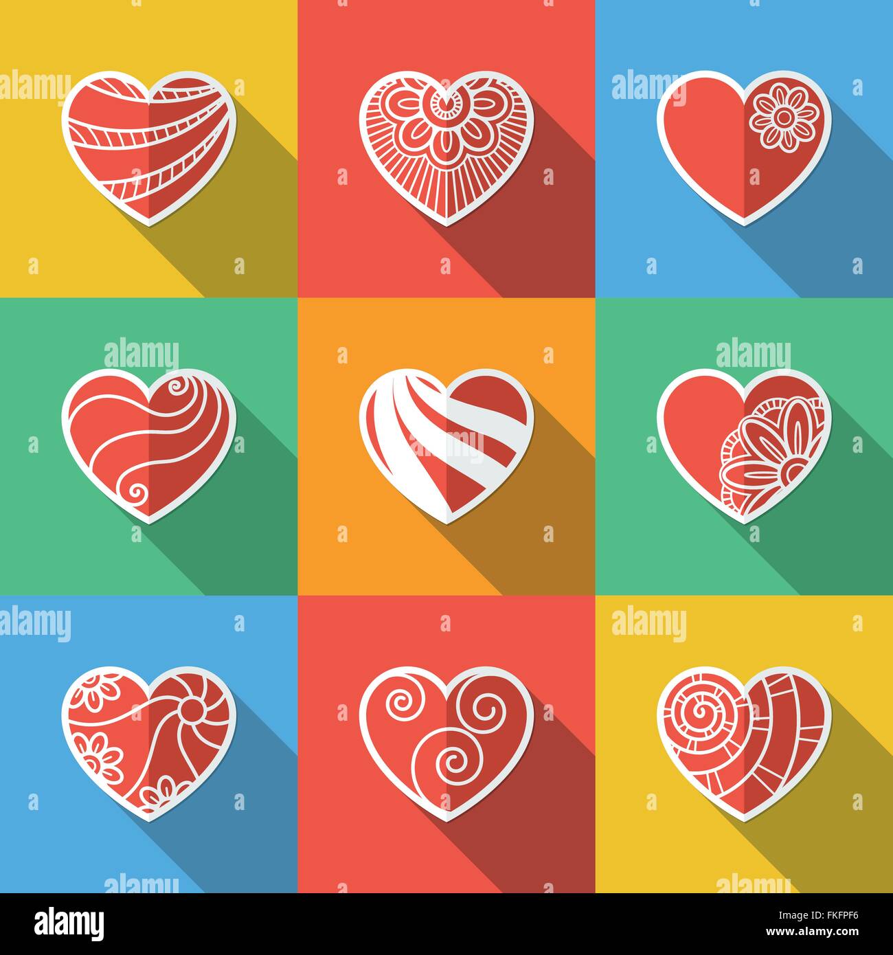 Set of Flat Heart Icons Stock Vector Image & Art - Alamy