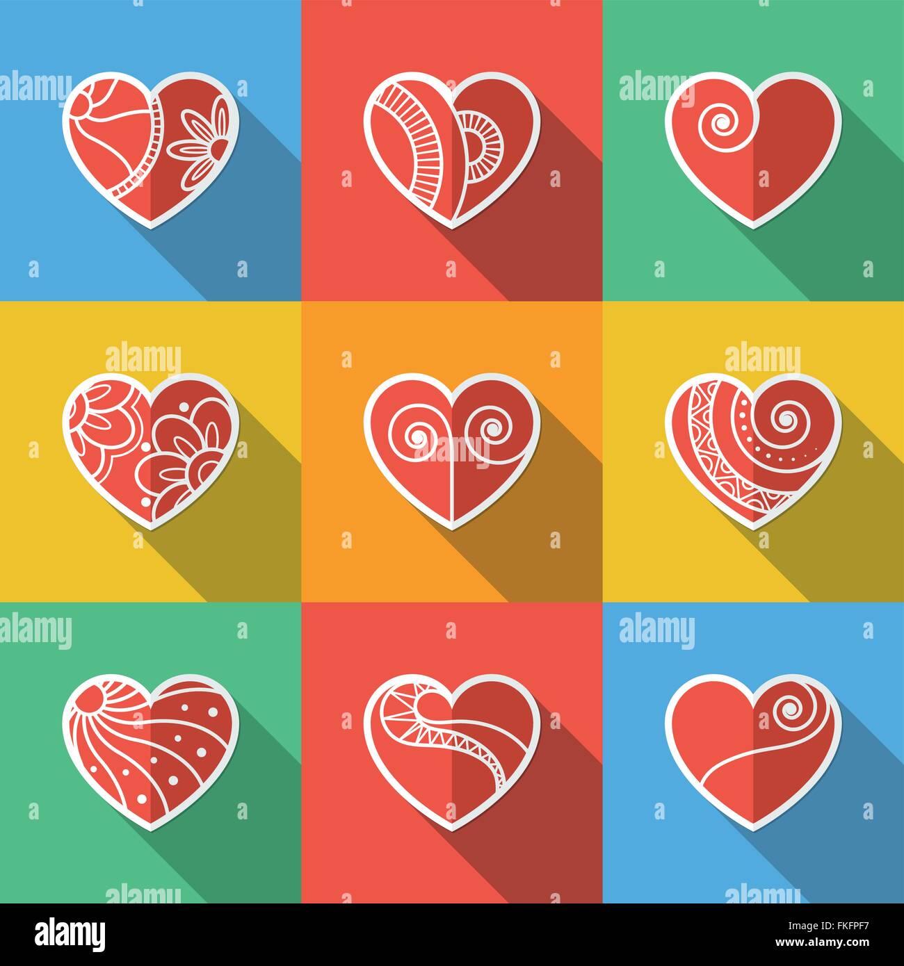 Set of Flat Heart Icons Stock Vector Image & Art - Alamy