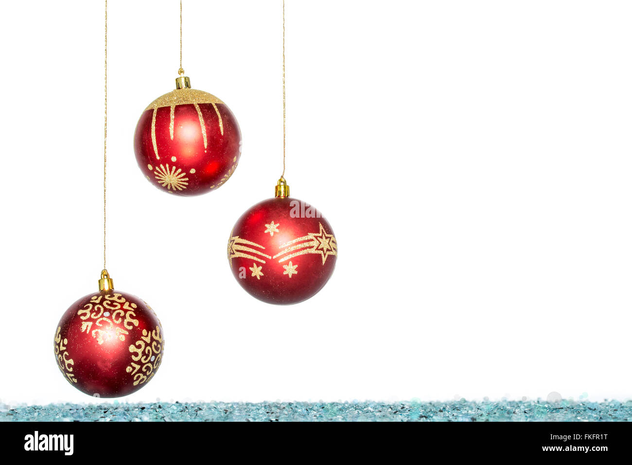 Luxury red with gold Christmas ball, hanging Decoration, isolated on