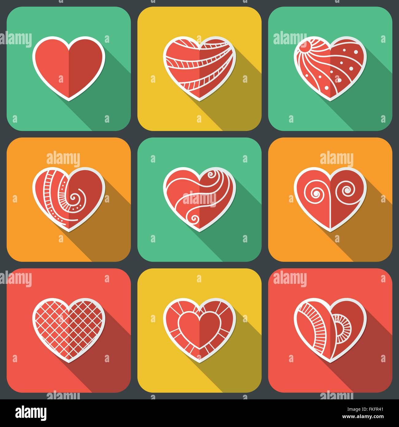 Set of Flat Heart Icons Stock Vector Image & Art - Alamy