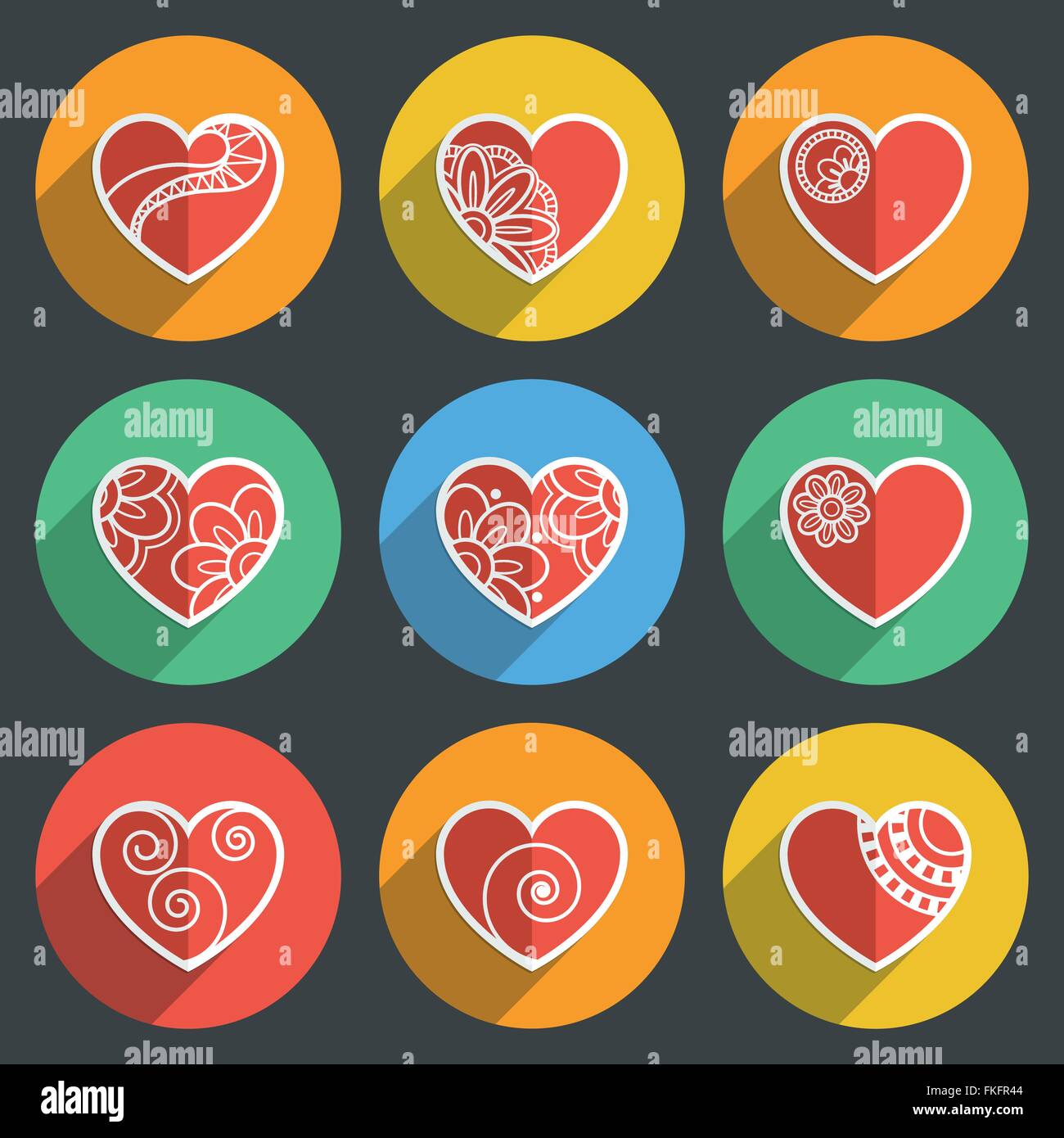 Set of Flat Heart Icons Stock Vector Image & Art - Alamy