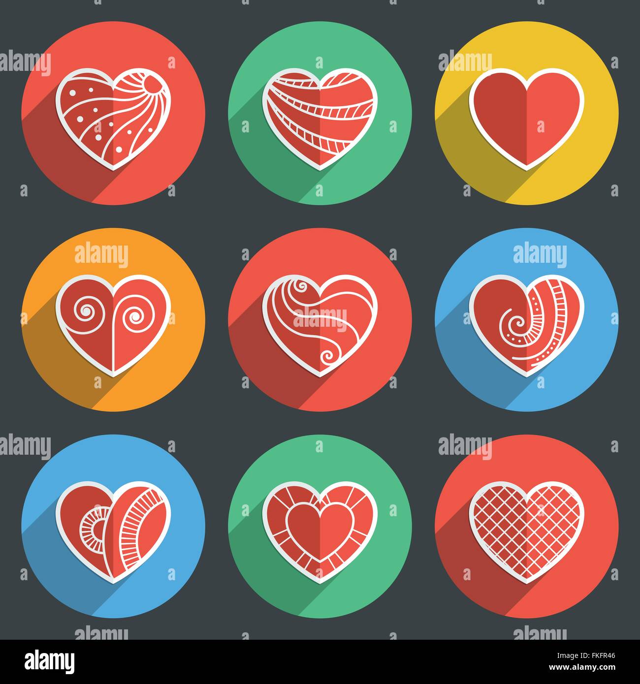 Set of Flat Heart Icons Stock Vector Image & Art - Alamy