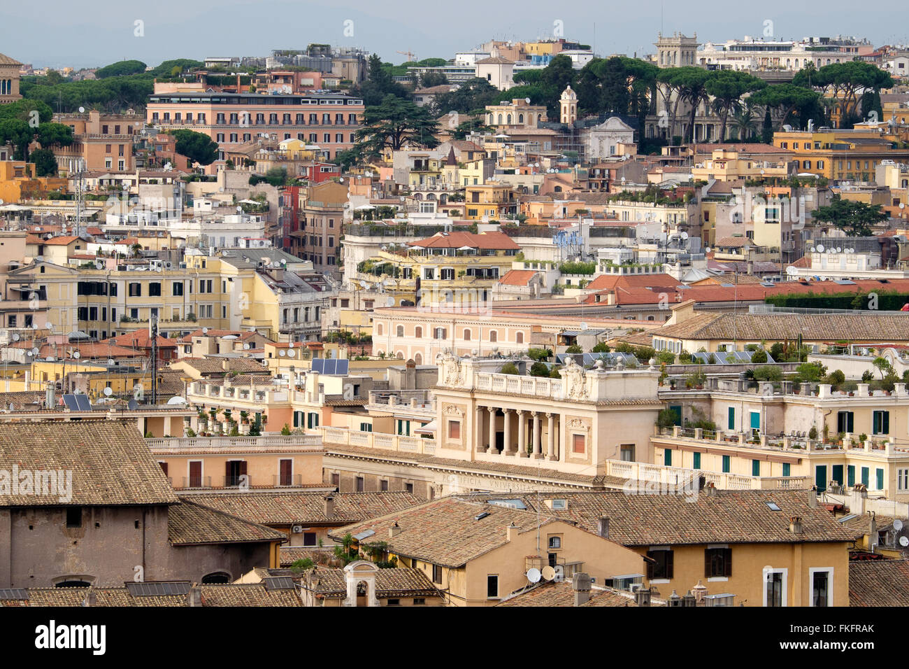 Colorful rooftops adorn ancient buildings throughout Rome, Italy. Stock Photo