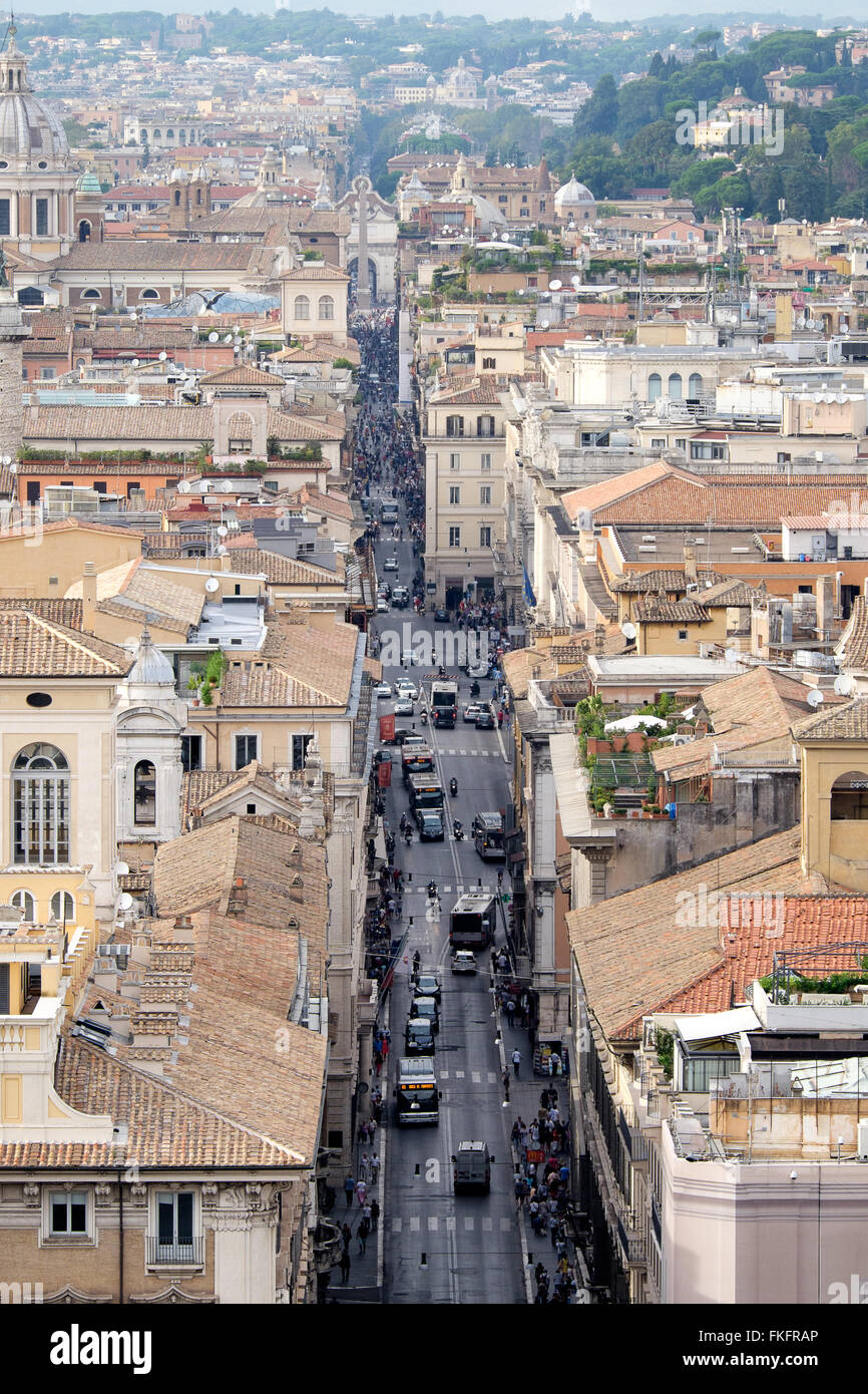 A bustling street seen from high above Rome, Italy Stock Photo