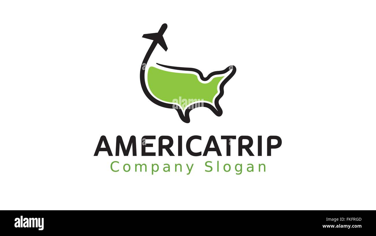 Trip America Airplane Design Illustration Stock Vector