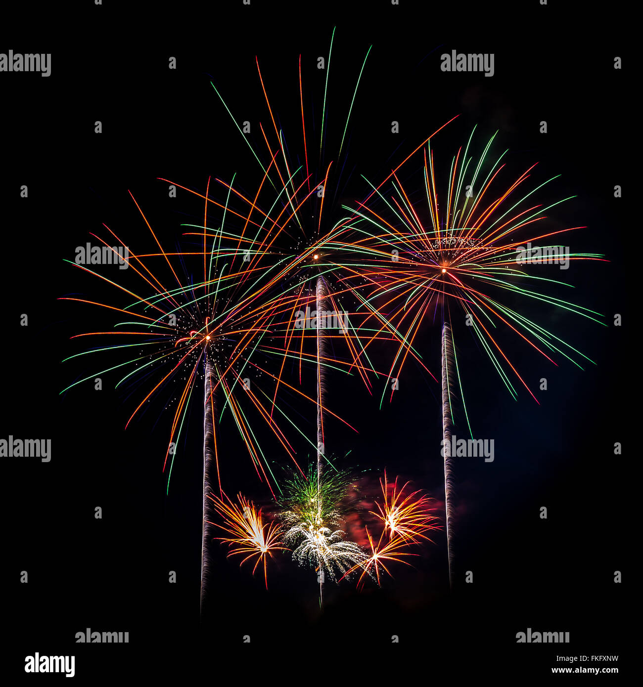 A photo of beautiful fire work set. Stock Photo