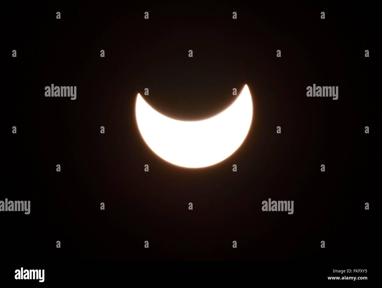 Jakarta, Indonesia. 09th Mar, 2016. A view of the partial solar eclipse