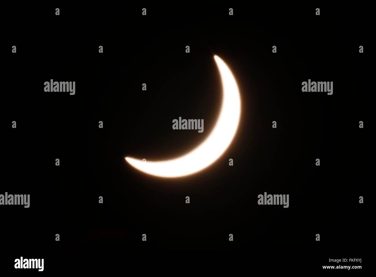 Jakarta, Indonesia. 09th Mar, 2016. A view of the partial solar eclipse