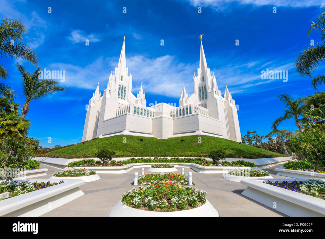 San Diego, California at San Diego California Mormon Temple. Stock Photo