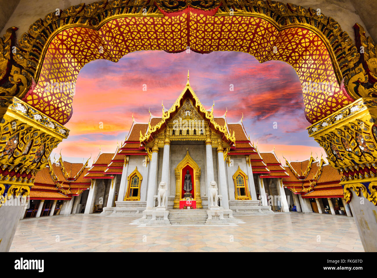 Marble Temple of Bangkok, Thailand. Stock Photo