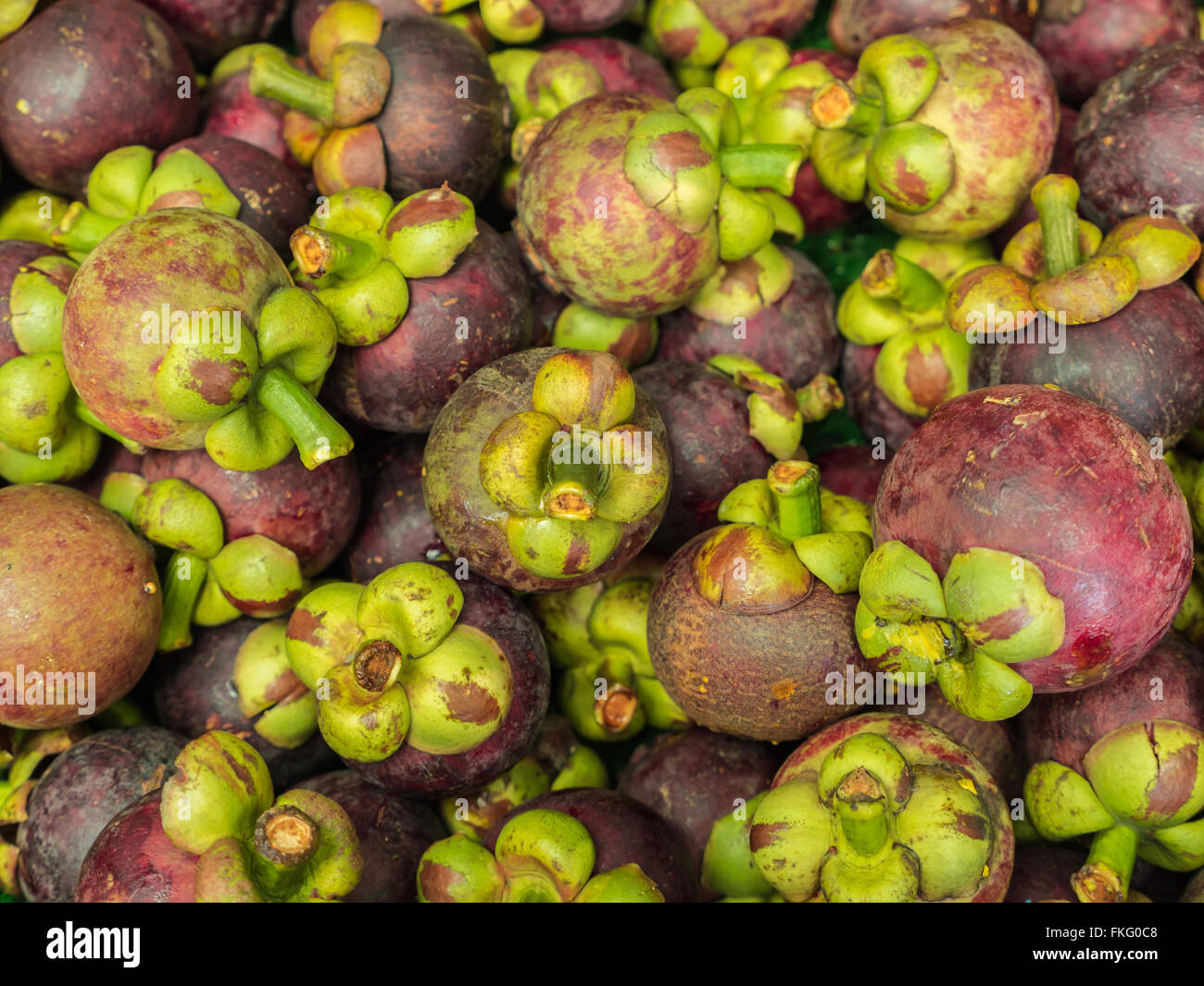 Closeup fresh mangosteen for sale at market Stock Photo Alamy