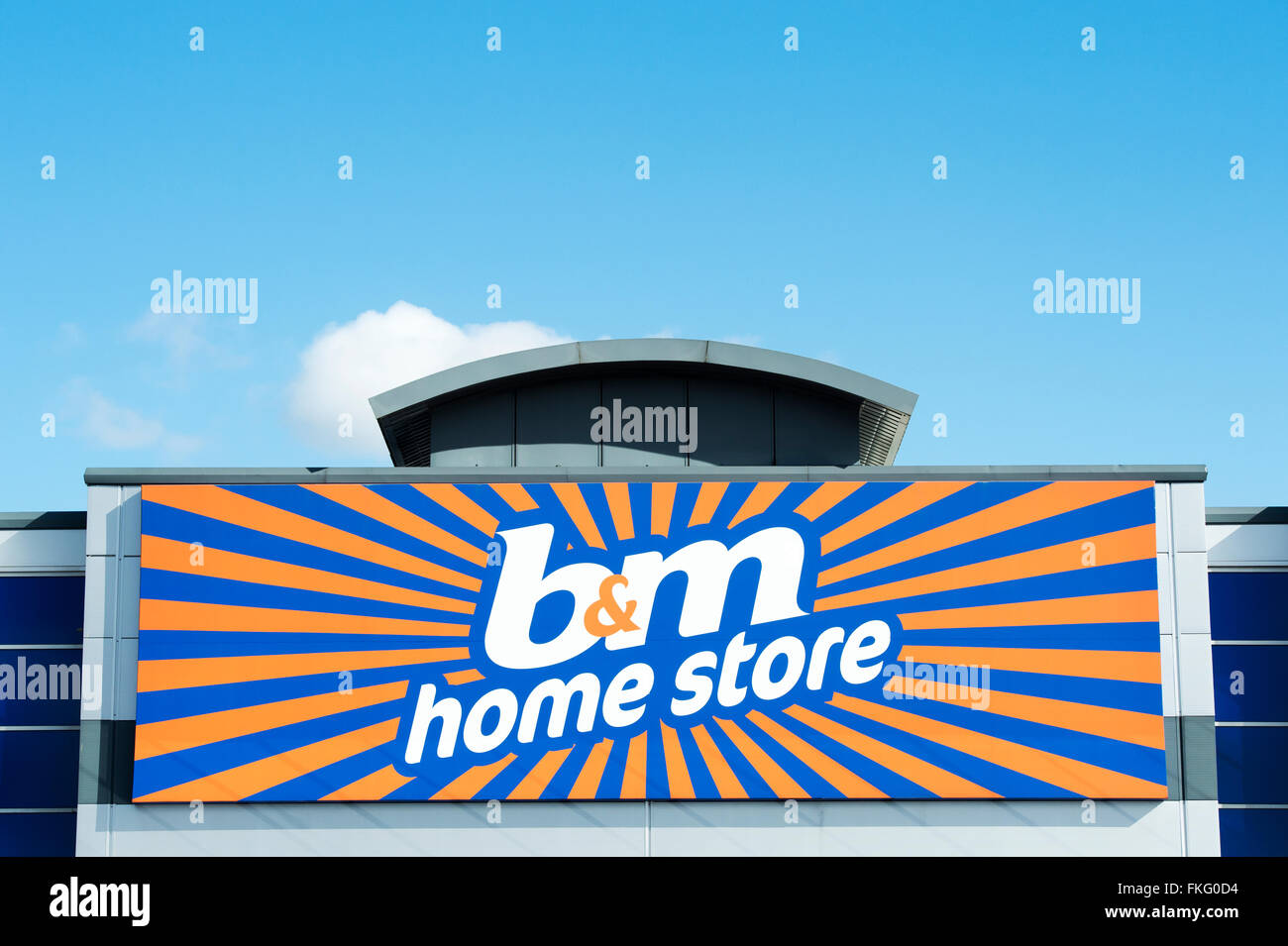 B & M homestore sign against a blue sky Stock Photo