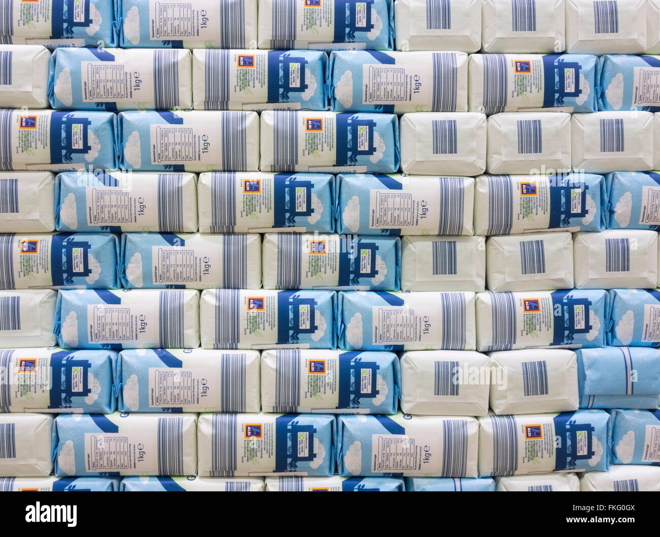 Sugar in Aldi supermarket. UK Stock Photo Alamy
